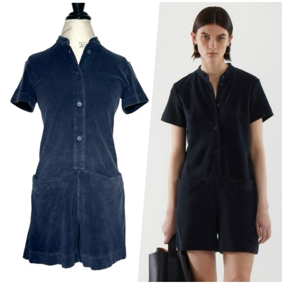 COS | Women | Dark Navy Casual Terry Towelling Playsuit Romper | Size XS - Picture 1 of 15